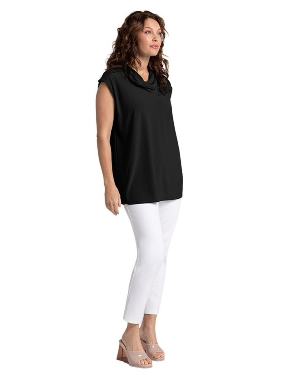 Sympli Convoy Sleeveless Funnel Top Black Style 21220